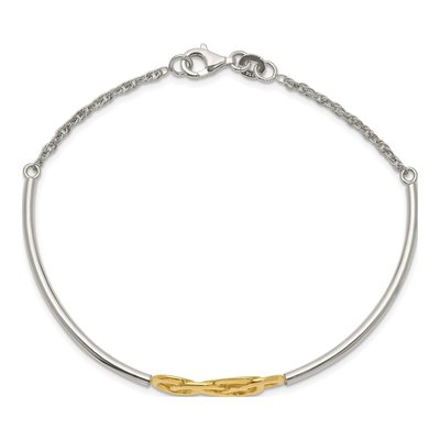 Sterling Silver Gold-Flash Infinity Bangle Bracelet – view 3