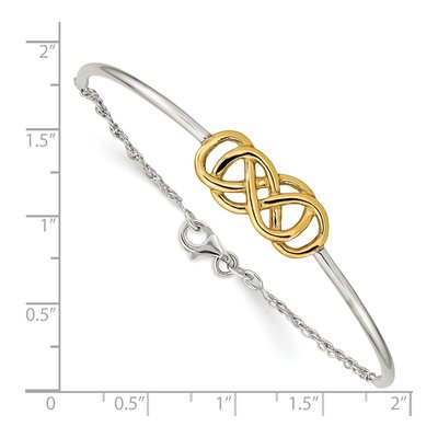 Sterling Silver Gold-Flash Infinity Bangle Bracelet – view 4