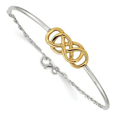 Sterling Silver Gold-Flash Infinity Bangle Bracelet