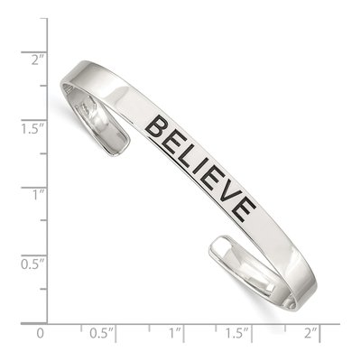 Sterling Silver 'believe' Antiqued Cuff Bracelet – view 3