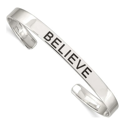 Sterling Silver 'believe' Antiqued Cuff Bracelet