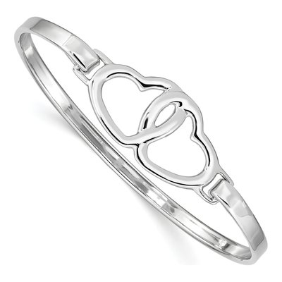 Sterling Silver Heart Bangle Bracelet