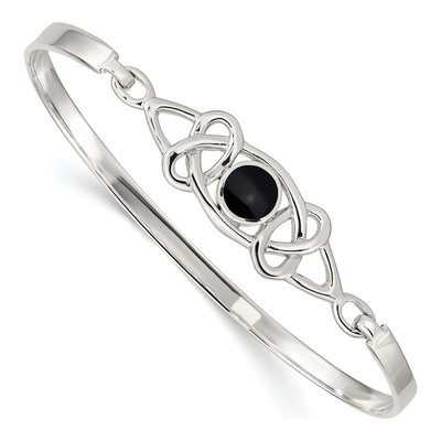 Sterling Silver Onyx Celtic Bangle Bracelet