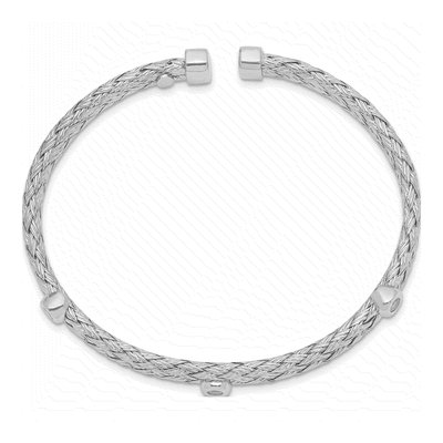 Sterling Silver CZ Double Strand Cuff Bracelet – view 3