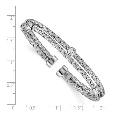 Sterling Silver CZ Double Strand Cuff Bracelet – view 4