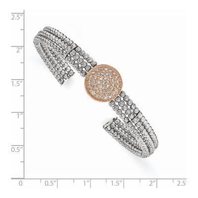 Sterling Silver Crystal 3-Strand Cuff Bracelet – view 2