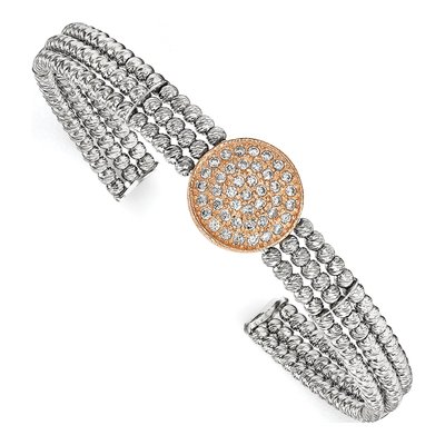 Sterling Silver Crystal 3-Strand Cuff Bracelet
