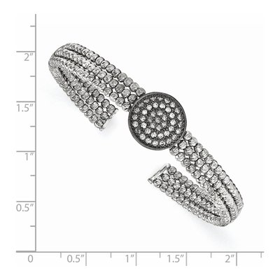 Sterling Silver Crystal 3-Strand Cuff Bracelet – view 2