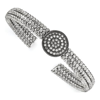 Sterling Silver Crystal 3-Strand Cuff Bracelet