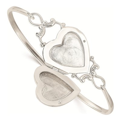 Sterling Silver Heart Locket Bangle Bracelet – view 3