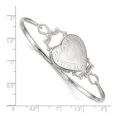 Sterling Silver Heart Locket Bangle Bracelet – view 4