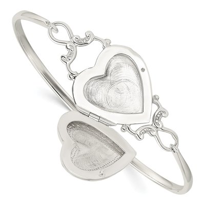 Sterling Silver Heart Locket Bangle Bracelet
