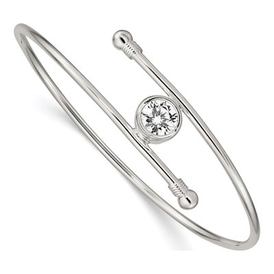 Sterling Silver CZ Bangle Bracelet