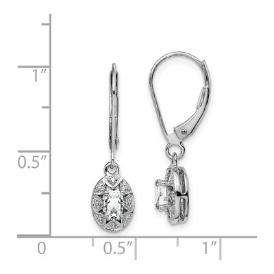 Sterling Silver White Topaz & Diamond Leverback Earrings – view 5