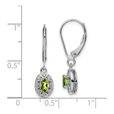 Sterling Silver Peridot & Diamond Leverback Earrings – view 4