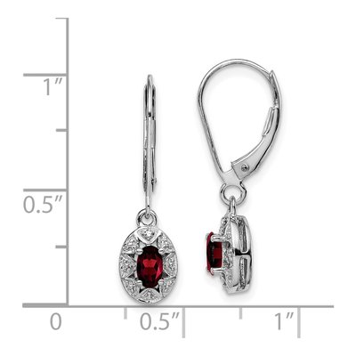 Sterling Silver Garnet & Diamond Leverback Earrings – view 4