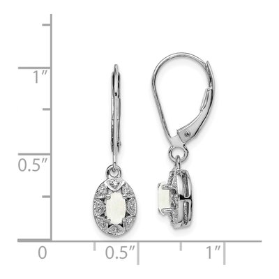 Sterling Silver Lab-Created Opal & Diamond Leverback Earrings – view 5