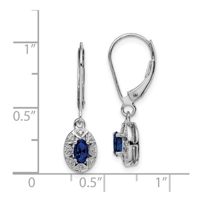 Sterling Silver Lab-Created Sapphire & Diamond Leverback Earrings – view 5