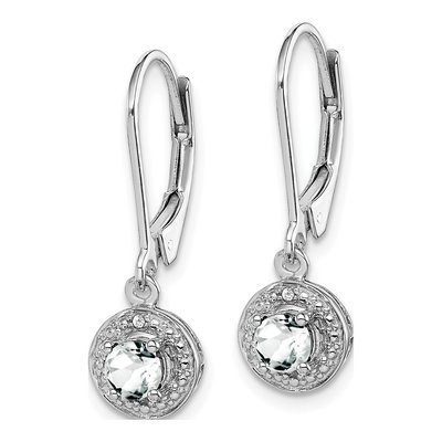 Sterling Silver White Topaz & Diamond Birthstone Leverback Earrings – view 3