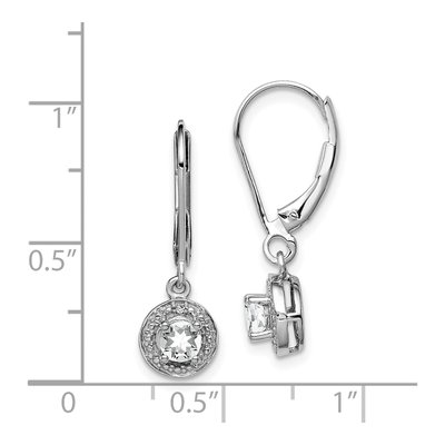 Sterling Silver White Topaz & Diamond Birthstone Leverback Earrings – view 5