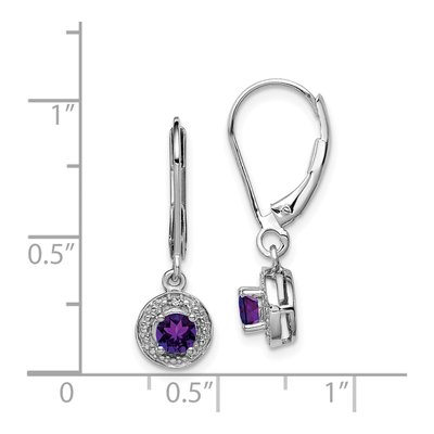 Sterling Silver Amethyst & Diamond Leverback Earrings – view 5