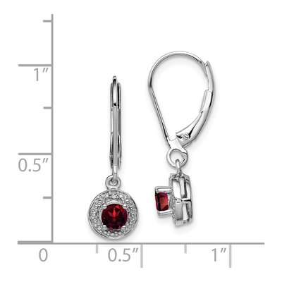 Sterling Silver Garnet & Diamond Leverback Earrings – view 5