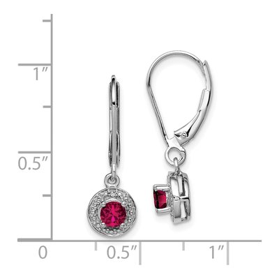 Sterling Silver Lab-Created Ruby & Diamond Halo Leverback Earrings – view 5