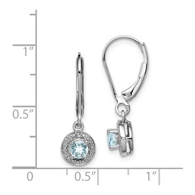 Sterling Silver Aquamarine & Diamond Leverback Earrings – view 5