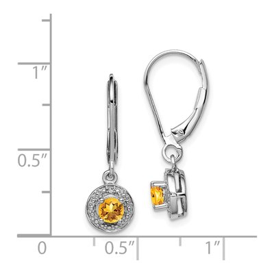 Sterling Silver Citrine & Diamond Leverback Earrings – view 5