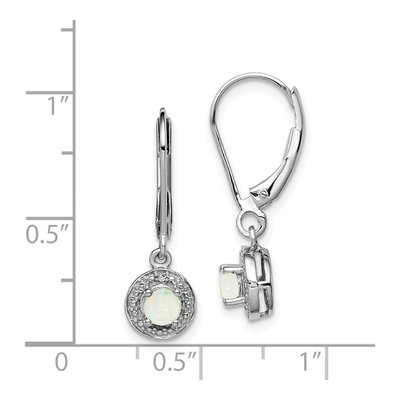 Sterling Silver Lab-Created Opal & Diamond Birthstone Leverback Earrings – view 5