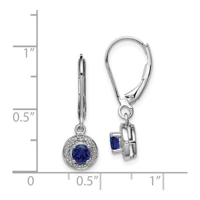 Sterling Silver Lab-Created Sapphire & Diamond Leverback Earrings – view 5