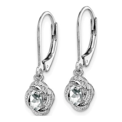Sterling Silver White Topaz & Diamond Leverback Earrings – view 2