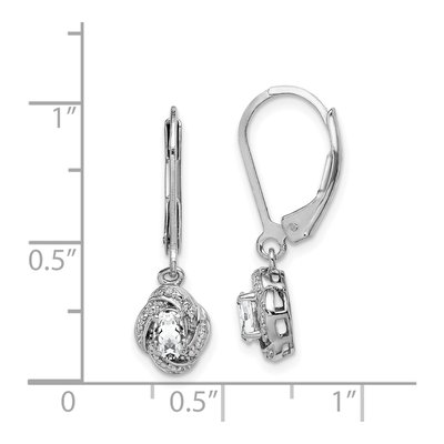 Sterling Silver White Topaz & Diamond Leverback Earrings – view 4