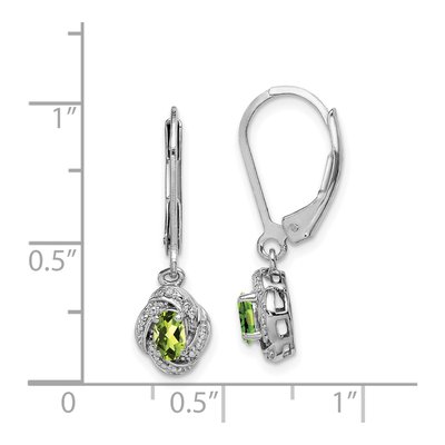 Sterling Silver Peridot & Diamond Leverback Earrings – view 4