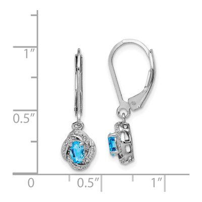 Sterling Silver Swiss Blue Topaz & Diamond Leverback Earrings – view 5