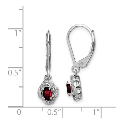 Sterling Silver Garnet & Diamond Leverback Earrings – view 4