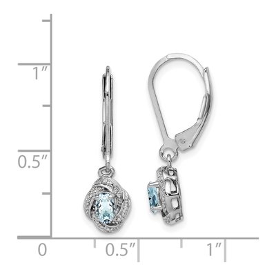 Sterling Silver Aquamarine & Diamond Leverback Earrings – view 4