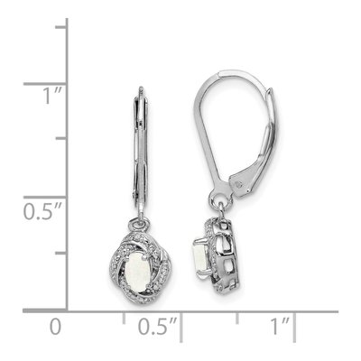 Sterling Silver Lab-Created Opal & Diamond Leverback Earrings – view 5