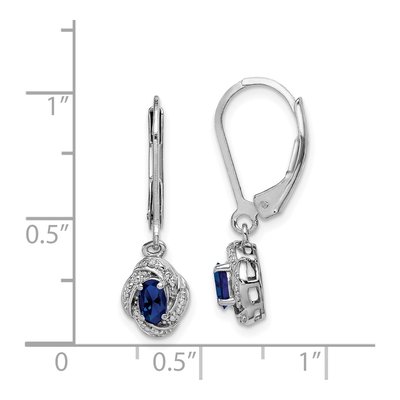 Sterling Silver Lab-Created Sapphire & Diamond Leverback Earrings – view 4