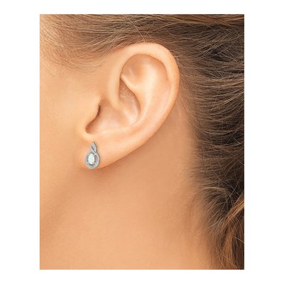 Sterling Silver Oval Lab-Created Opal & Diamond Stud Earrings – view 4