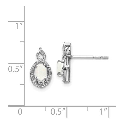 Sterling Silver Oval Lab-Created Opal & Diamond Stud Earrings – view 5