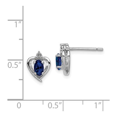 Sterling Silver Oval Sapphire & Diamond Stud Earrings – view 5