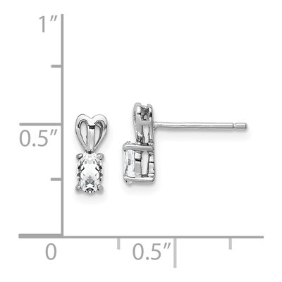 Sterling Silver Oval White Topaz Button Stud Earrings – view 5