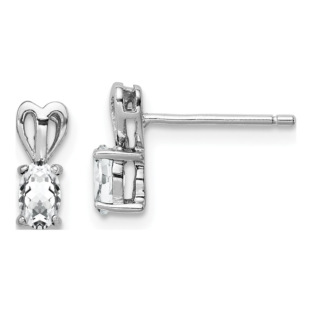 Sterling Silver White Topaz Button Earrings