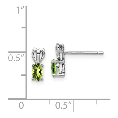 Sterling Silver Oval Peridot Button Stud Earrings – view 5