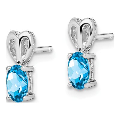 Sterling Silver Oval Swiss Blue Topaz Stud Earrings – view 2