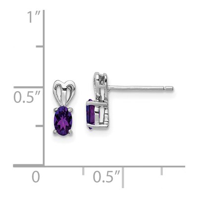 Sterling Silver Oval Amethyst Button Stud Earrings – view 5