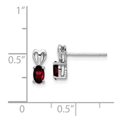 Sterling Silver Oval Garnet Girls' Birthstone Stud Earrings – view 5
