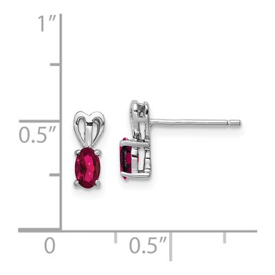 Sterling Silver Oval Lab-Created Ruby Button Stud Earrings – view 5