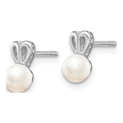 Sterling Silver Freshwater Cultured Pearl Button Stud Earrings – view 2